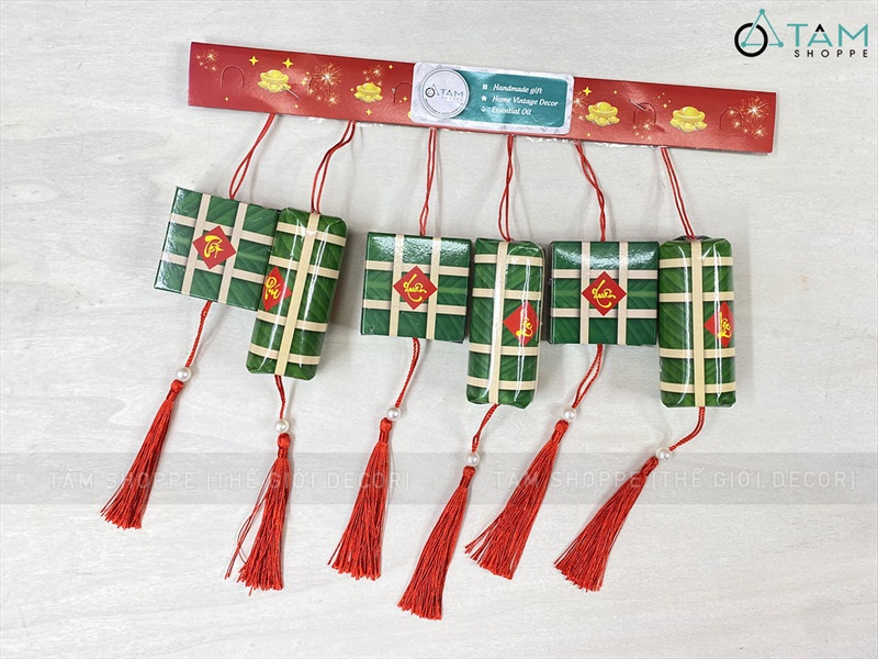 Set 06 mô hình bánh chưng bánh tét mini [Bằng giấy - Cute] Cao 5-8cm CHUNGTET-05
